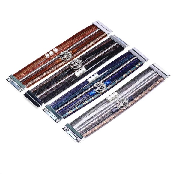 Hollow Tree Of Life Letters Pearl Women's Leather
Bracelet - Picture 7 of 7